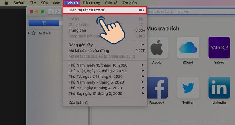 Mở Safari và chọn Lịch sử