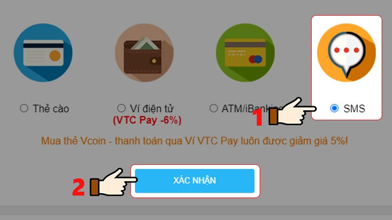 Nhấn chọn mục SMS > Chọn Xác nhận