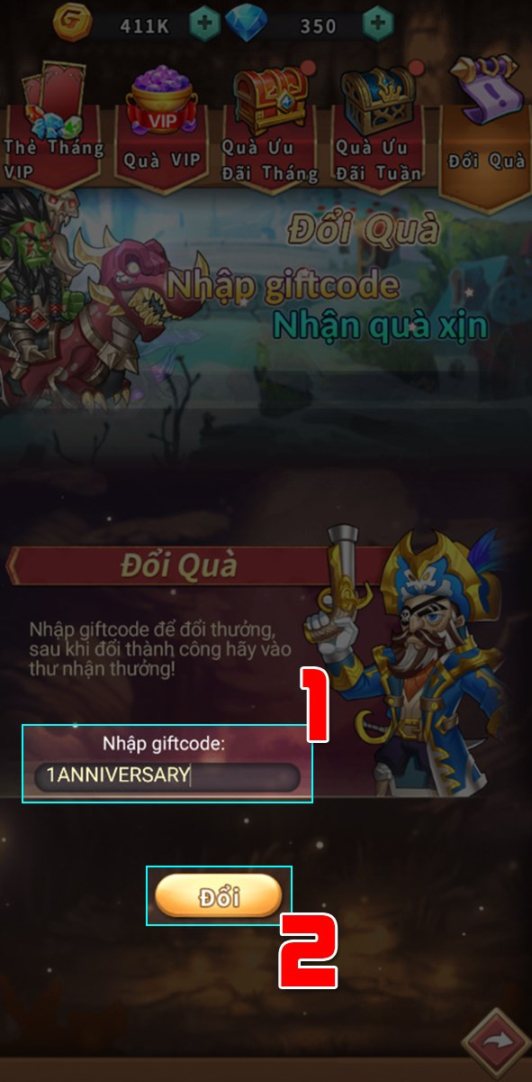 Nhập code Brave Dungeon