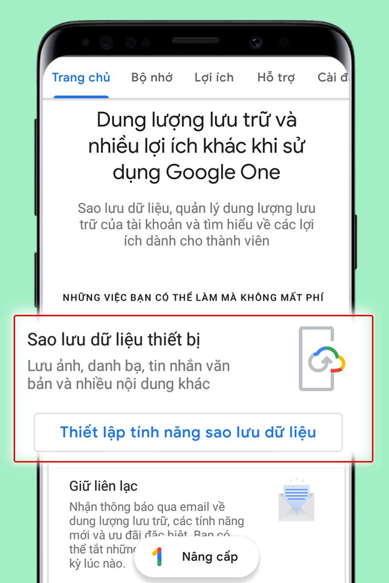 Sao lưu dữ liệu Google One