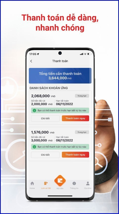 Screenshots Easy Credit - Ứng dụng hỗ trợ ứng tiền tức thì, thủ tục nhanh gọn