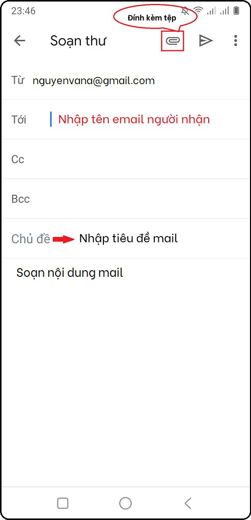 soạn email v&agrave; đ&iacute;nh k&egrave;m tệp