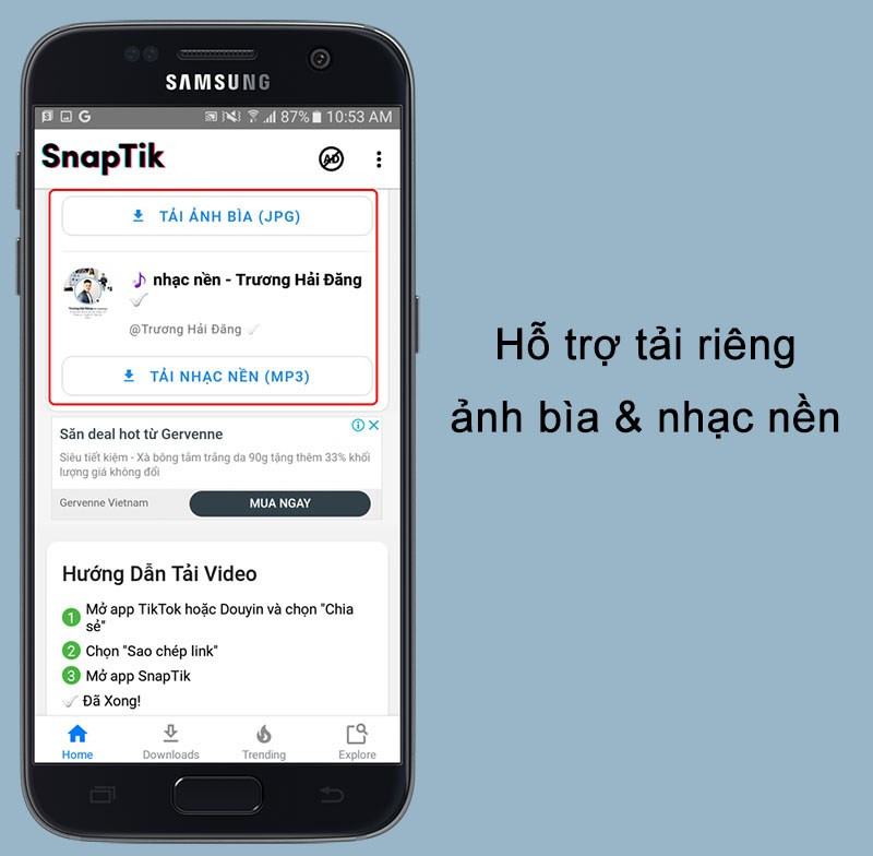 Tải nhạc nền và ảnh bìa TikTok với SnapTik