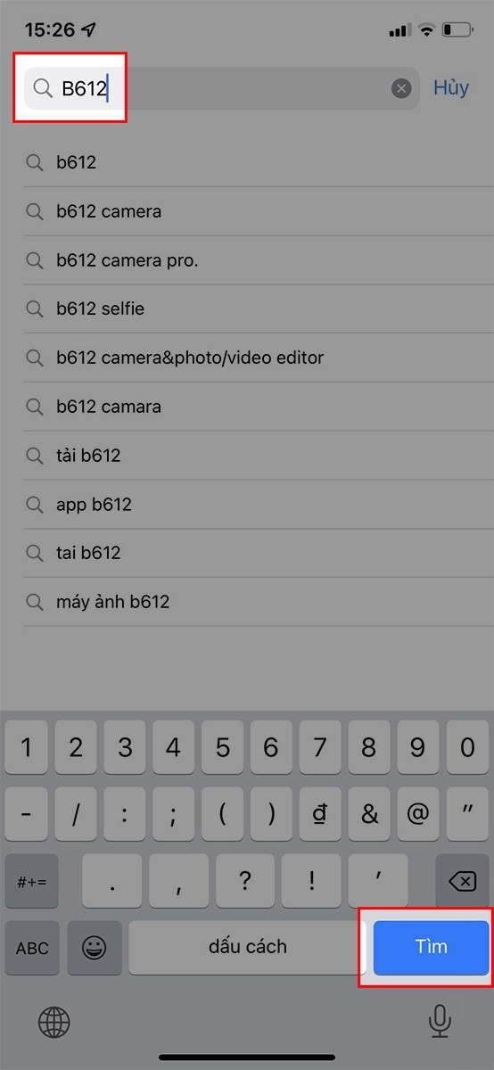 Tìm kiếm B612 trên App Store