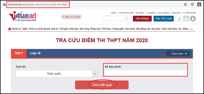 Tra cứu điểm thi THPT 2020