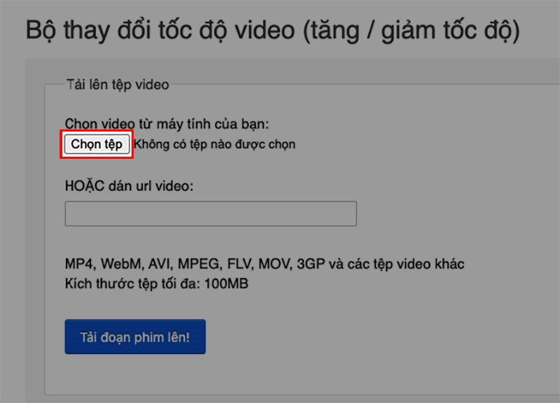 Truy cập trang web Ezgif.com &gt; Nhấn Chọn tệp để tải video lên trang web từ máy tính