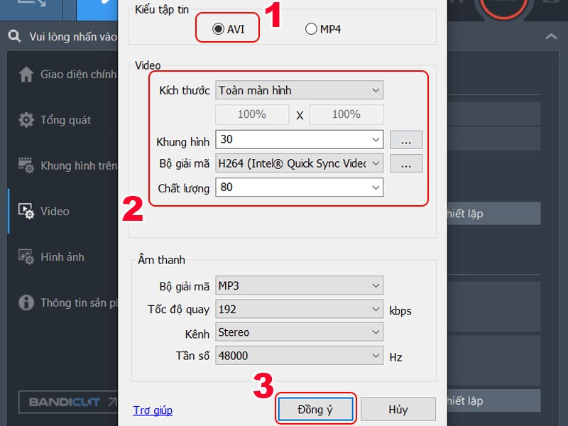 Tùy chỉnh định dạng video