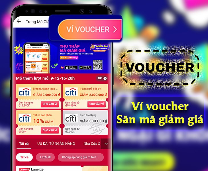 Ví Voucher trên ứng dụng Lazada