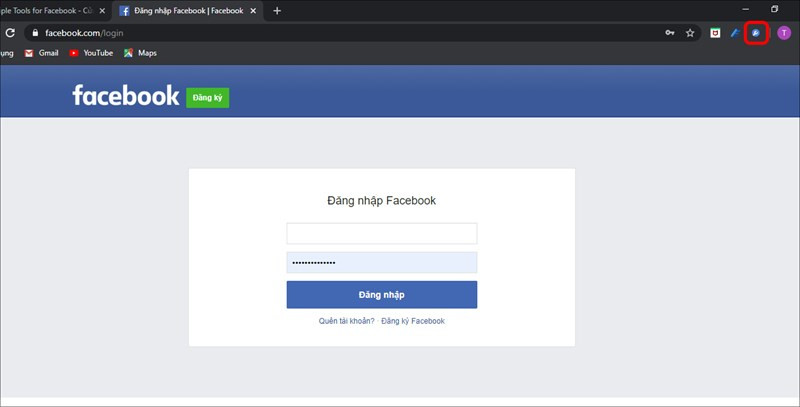 alt: Đăng nhập vào Facebook để sử dụng extension