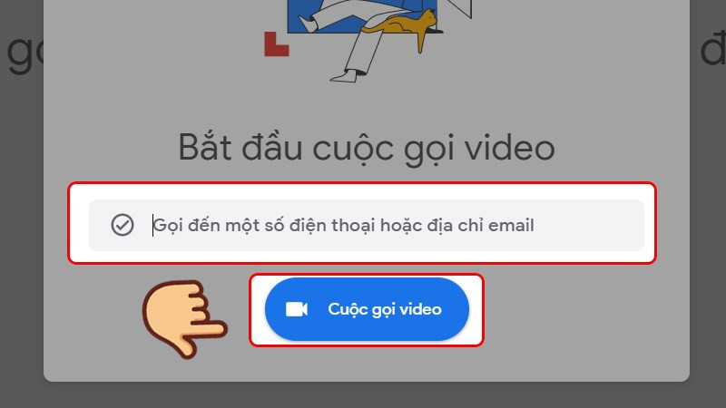 alt: Nhập số điện thoại hoặc email để gọi video