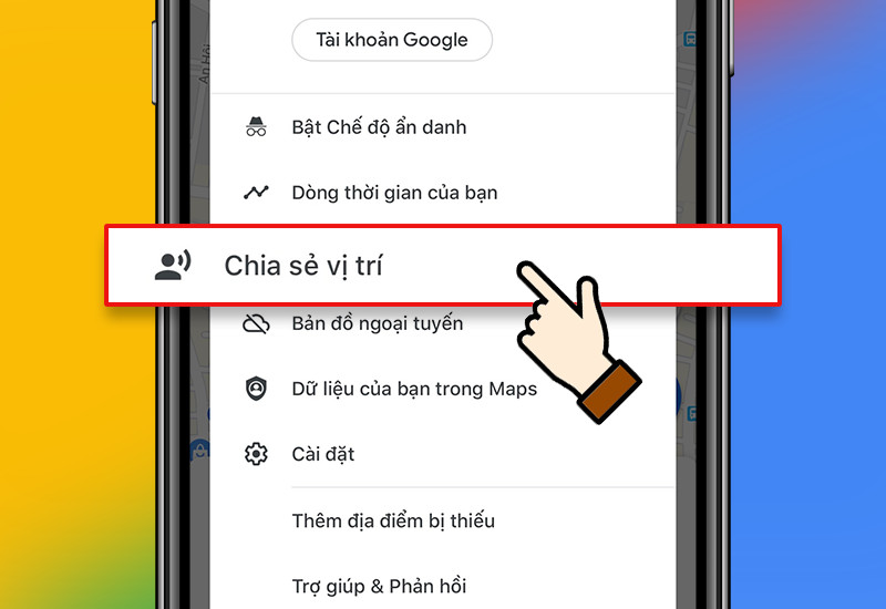 alt text: Giao diện chia sẻ vị trí trên Google Maps