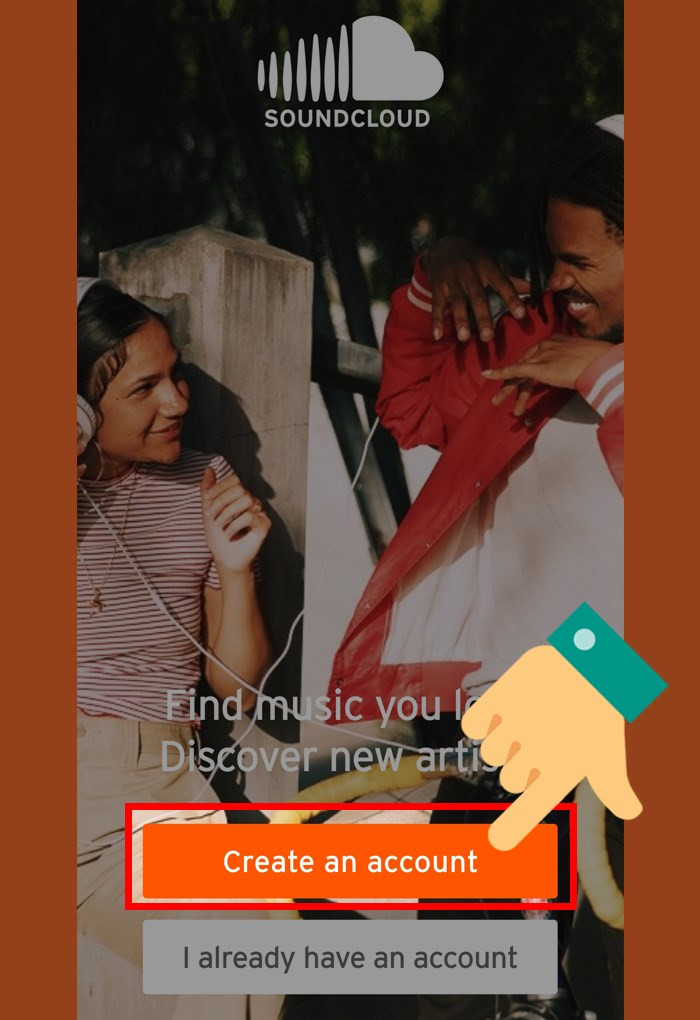 alt text: Giao diện tạo tài khoản SoundCloud trên điện thoại