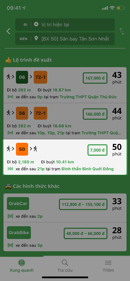 alt text: Lựa chọn lộ trình trên Go!Bus