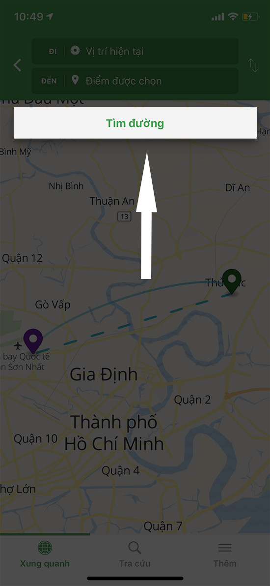 alt text: Nhấn nút Tìm đường trên Go!Bus