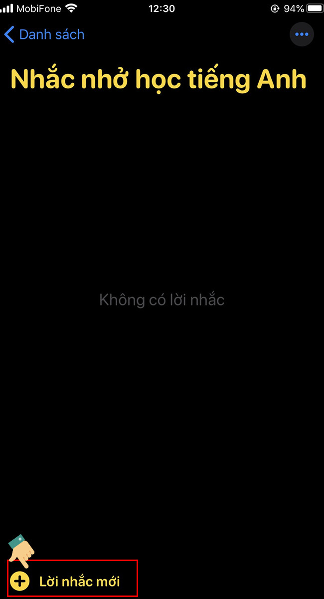 alt text: Nhập nội dung lời nhắc