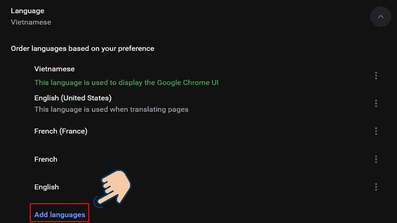 alt text: Thêm ngôn ngữ trên Google Chrome