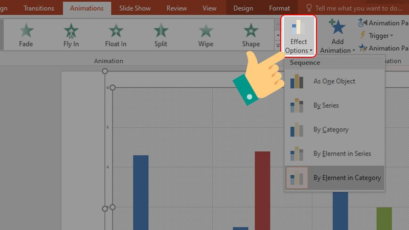 alt: Tùy chọn Effect Options cho đồ thị trong PowerPoint