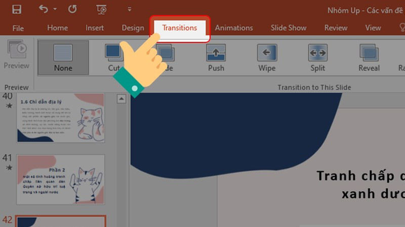 alt: Tùy chọn hiệu ứng chuyển slide trong PowerPoint