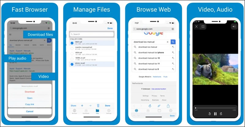 Browser & Offline File Storage: App tải video cho điện thoại iPhone