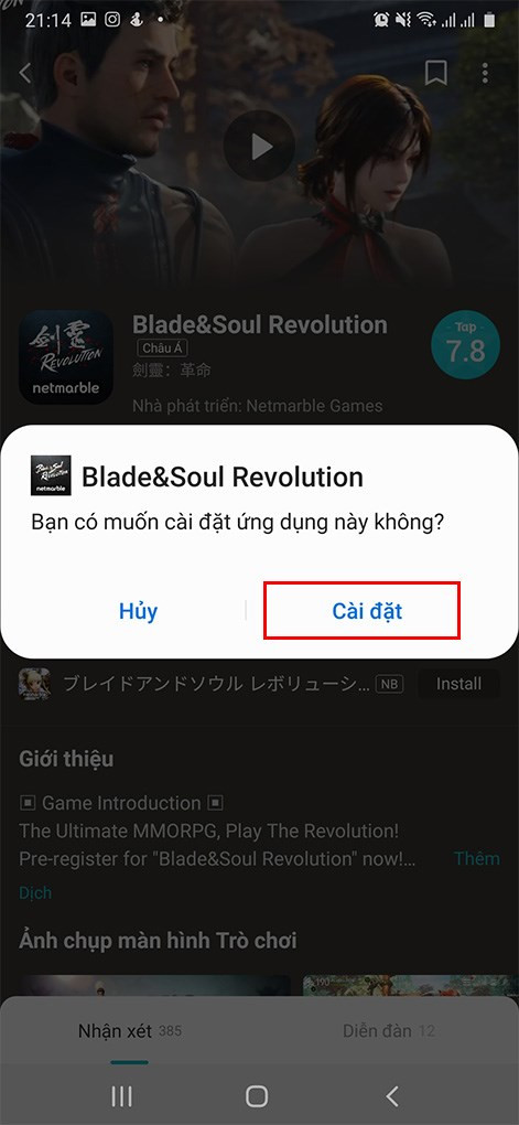 Cài đặt Blade & Soul Revolution