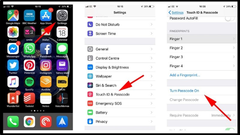 Cài đặt Passcode trên iPhone