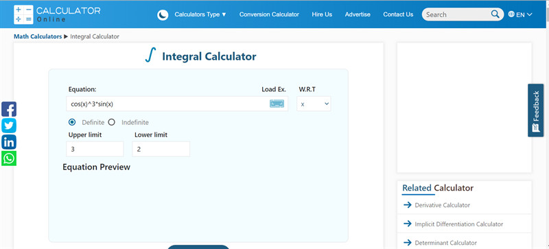 calculator-online.net - Phần mềm tính nguyên hàm online