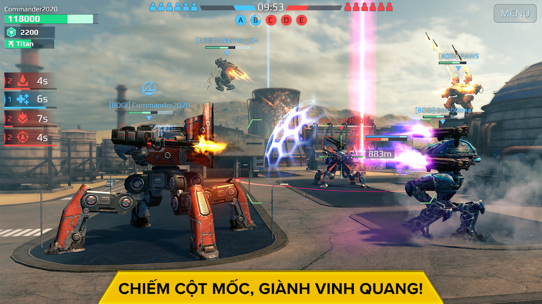 Cảnh chiến đấu trong game War Robots PvP Multiplayer