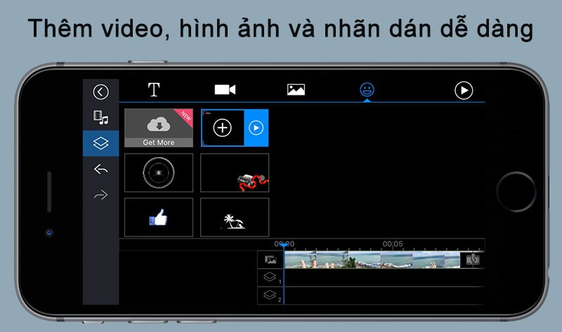 Chèn thêm video, hình ảnh, nhãn dán vào video