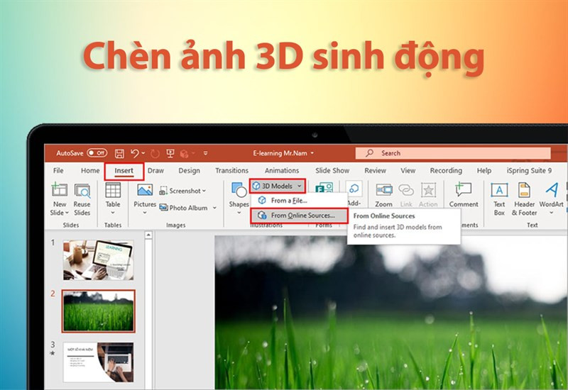 Ch&egrave;n ảnh 3D sinh động