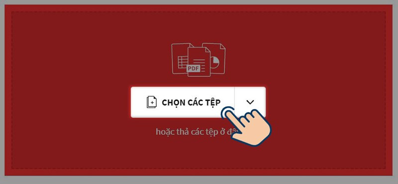 Chọn các tệp để tải file PDF cần nén lên trang web.