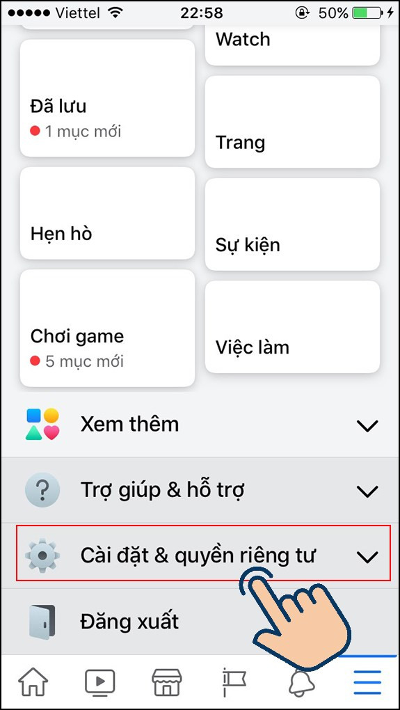 Chọn Cài đặt & quyền riêng tư