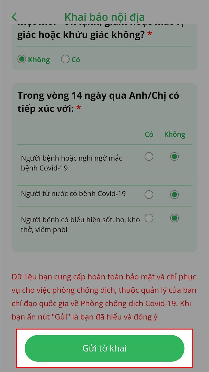 Chọn Gửi tờ khai