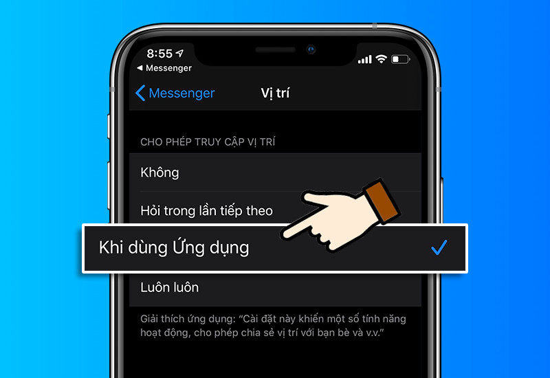 Chọn Khi dùng ứng dụng