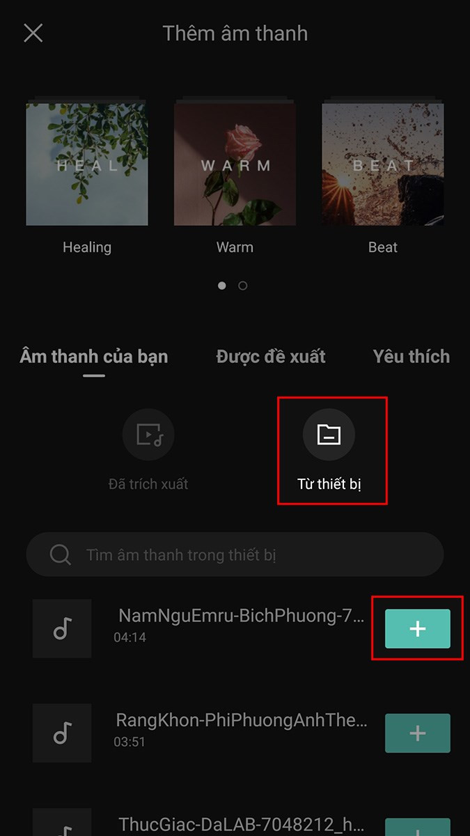 Chọn nhạc từ thiết bị