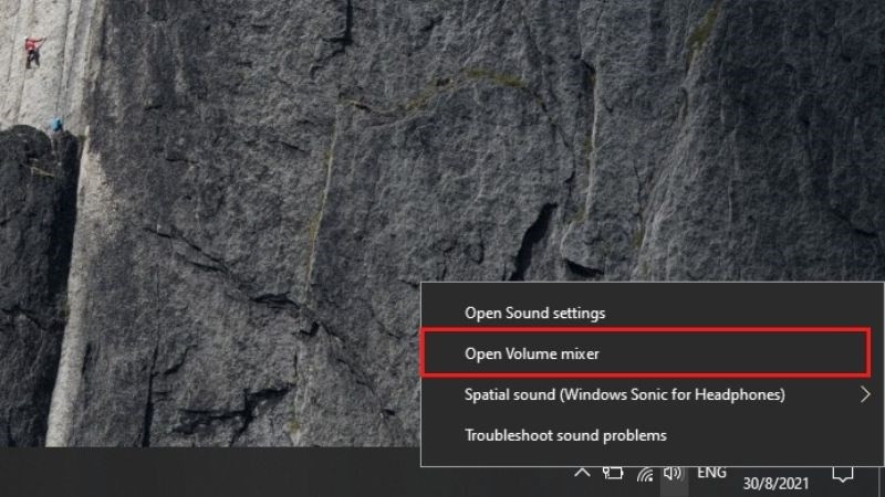 Chọn Open Volume Mixer