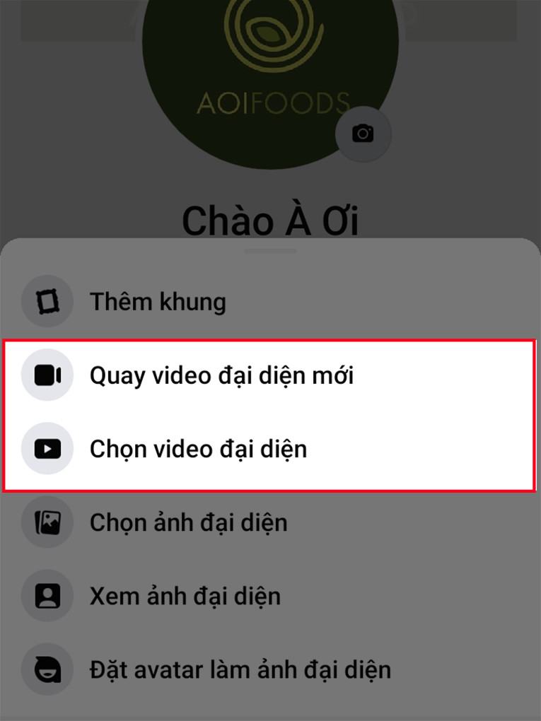 Chọn quay video đại diện mới hoặc chọn video có sẵn