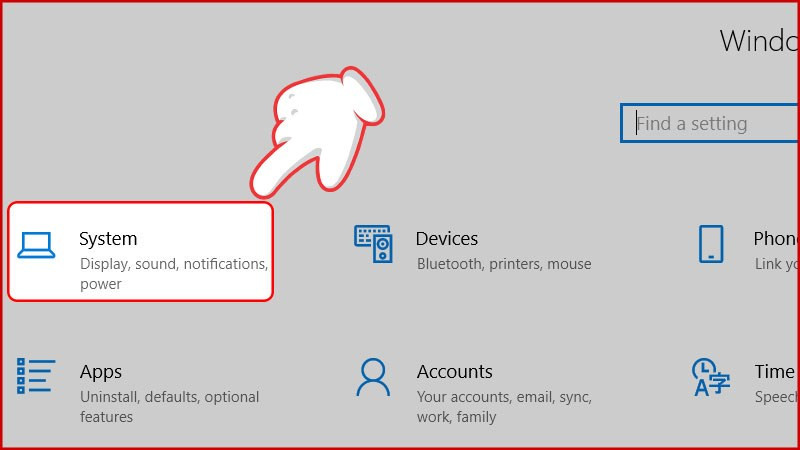 Chọn System trong Settings