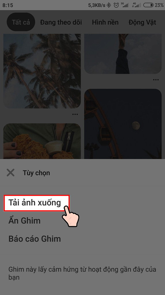 Chọn tải ảnh xuống trên điện thoại