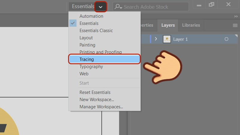 Chọn Tracing trong Illustrator CC