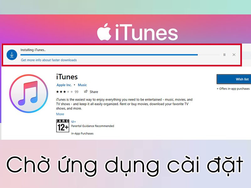 Đang cài đặt iTunes