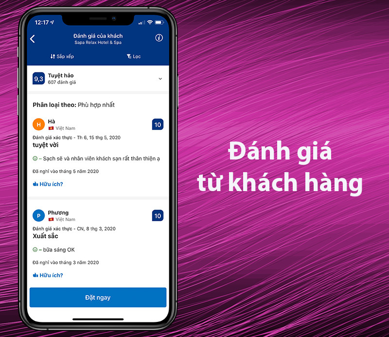 Đánh giá khách sạn trên Booking.com