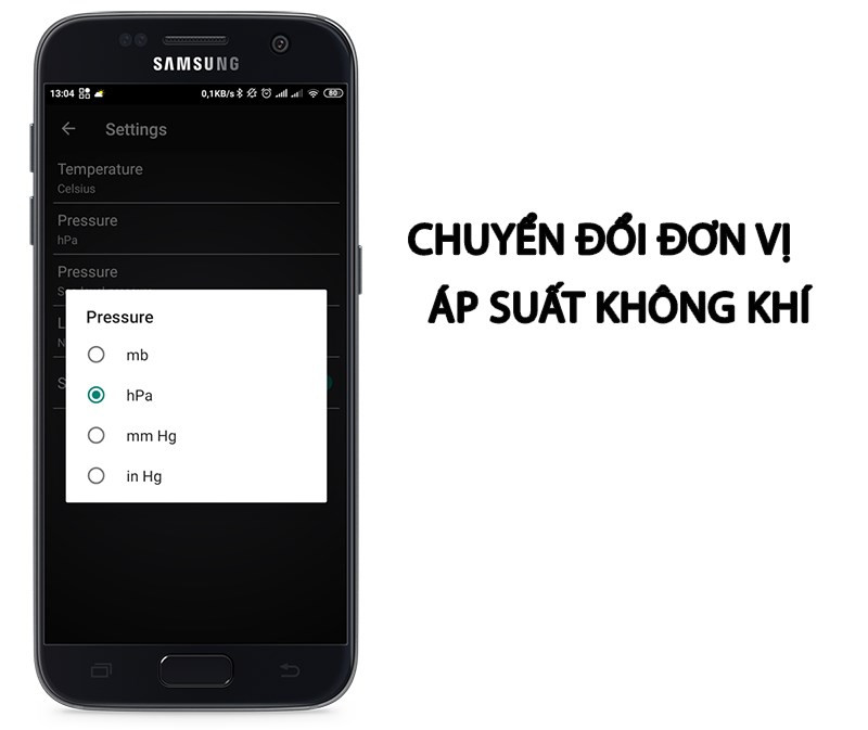 Dễ d&agrave;ng chuyển đổi đơn vị &aacute;p suất kh&ocirc;ng kh&iacute;, nhiệt độ, độ ẩm
