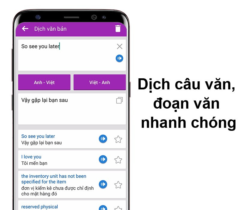 Dịch câu văn, đoạn văn trên TFlat Offline