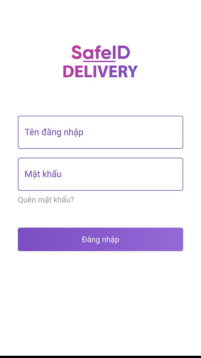 Giao diện đăng nhập SafeID Delivery