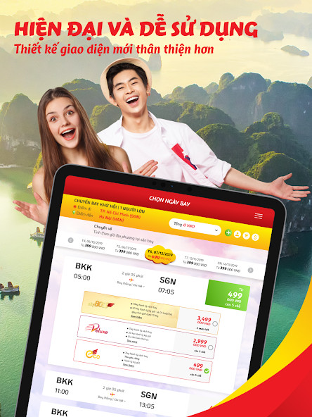 Giao diện ứng dụng VietJet Air