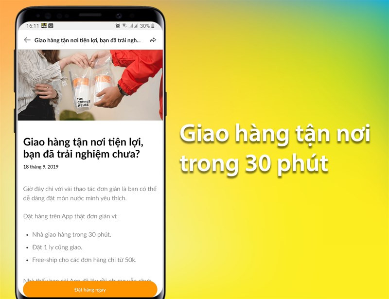 Giao hàng tận nơi trong 30 phút