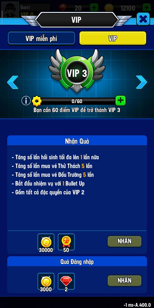 Hình ảnh nâng cấp VIP trong game Bắn Ruồi