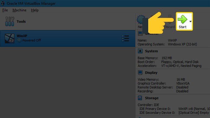 Khởi động máy ảo