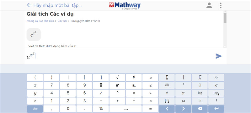 mathway.com - Tính nguyên hàm online