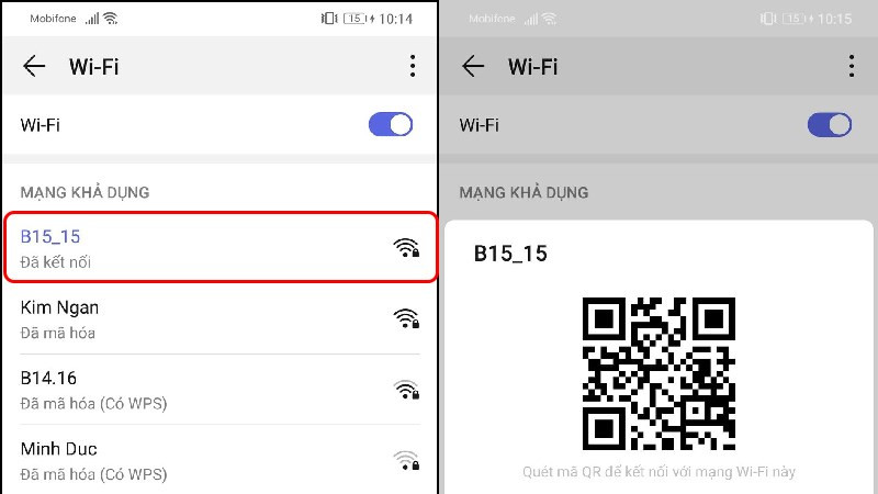 Mở cài đặt WiFi và chọn mạng